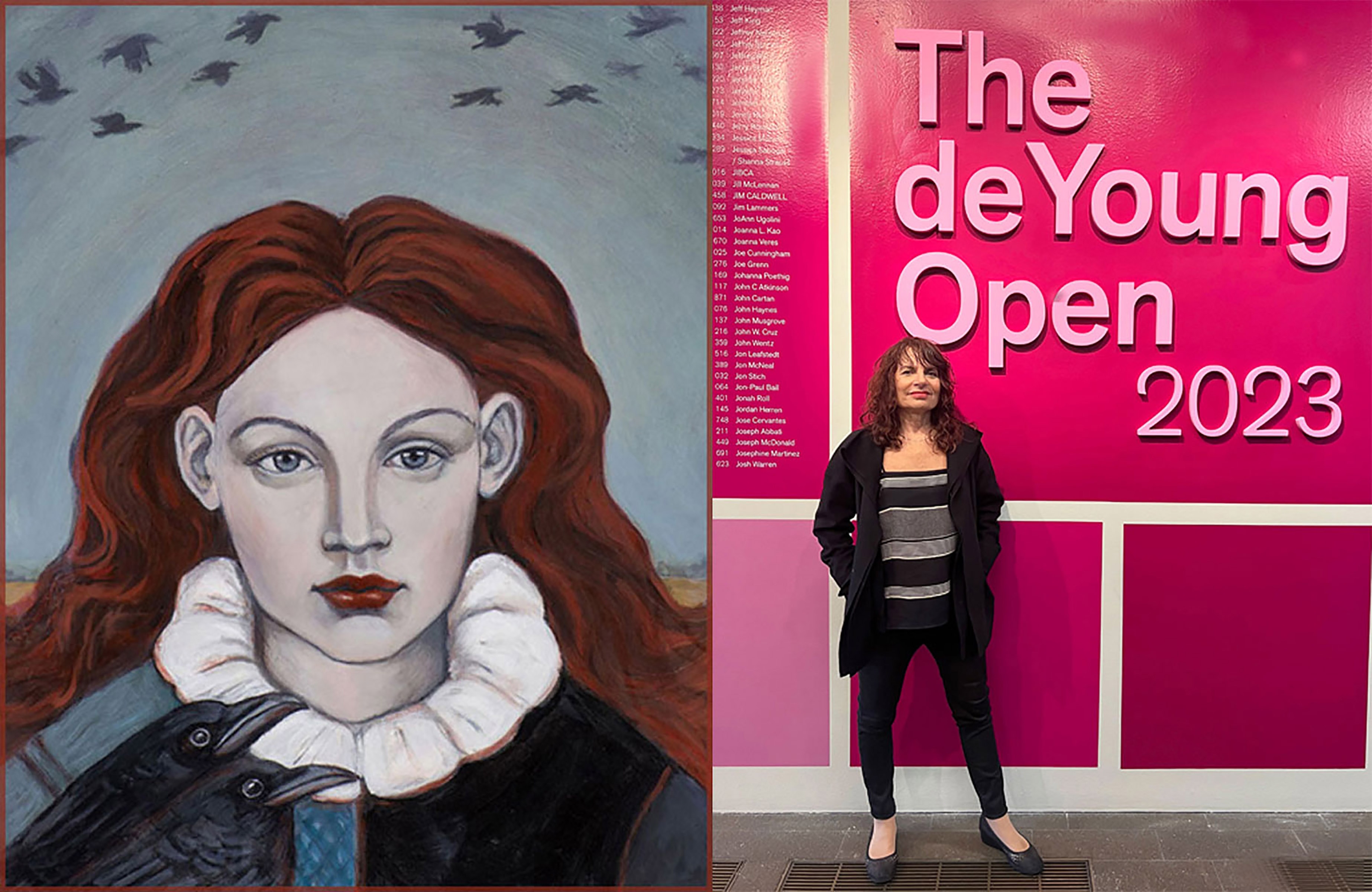 Claudia Cohen at the de Young Open 2023 with her painting