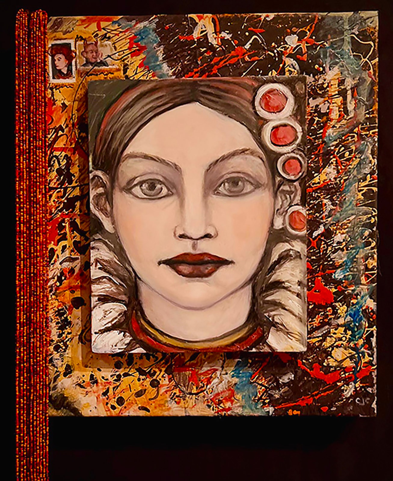 Schéhérazade by Claudia Cohen — oil painting with beads, 14 × 18 in, 2025