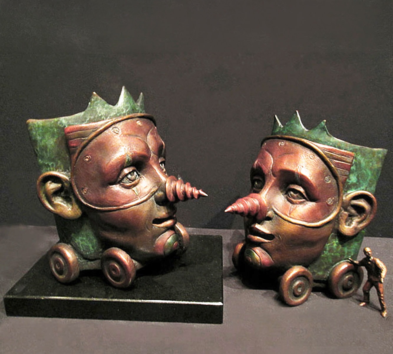 Two Road Warriors bronze sculptures by Claudia Cohen